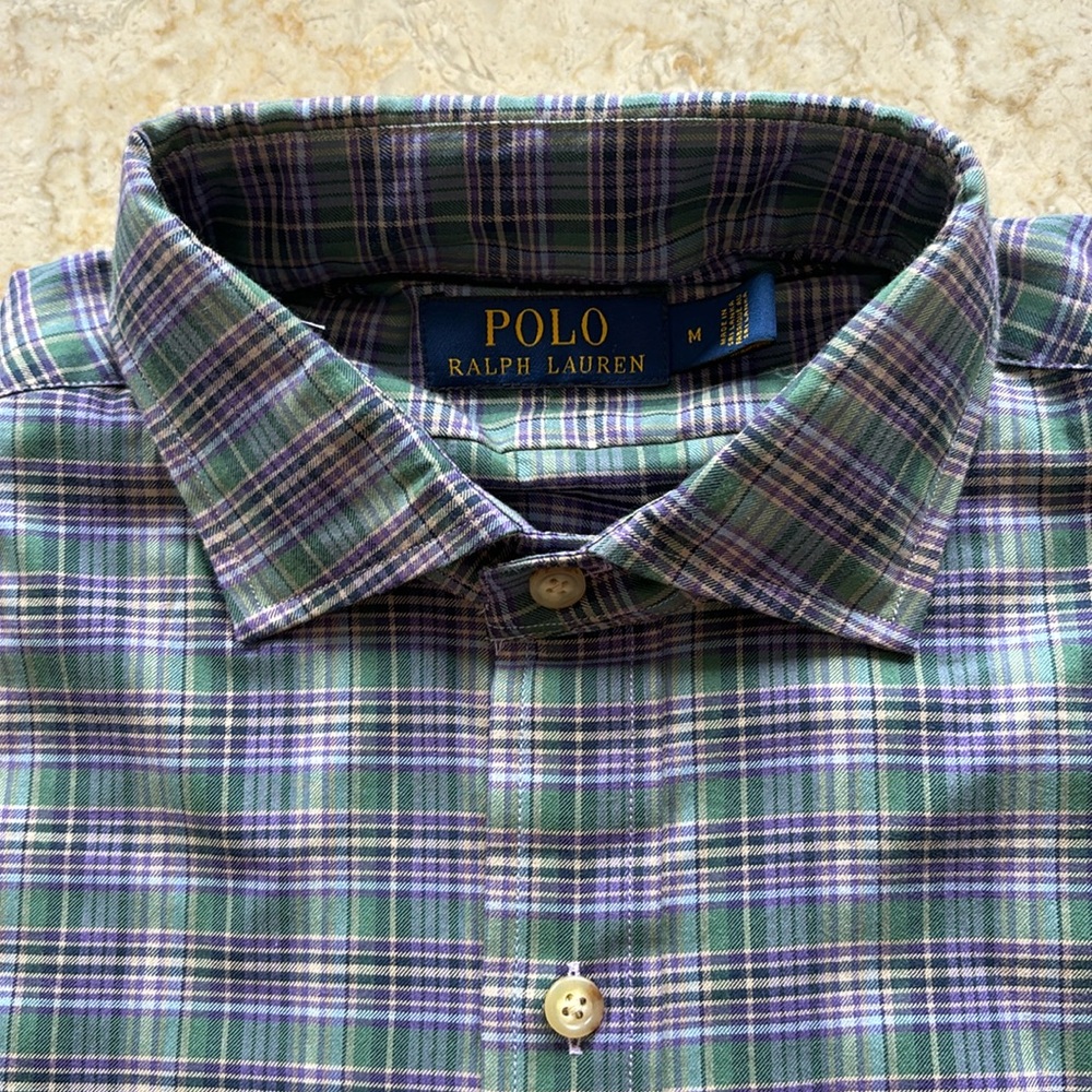 Polo Ralph Lauren Classics Spread Collar Shirt 100% Cotton Plaid Medium NWT